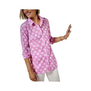 TALBOTS COTTON BUTTON FRONT SHIRT-TREE OF LIFE.